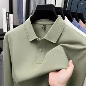 Mercerized Cotton Long-sleeved Polo Shirt Men's Spring And Autumn Casual Clothing.
