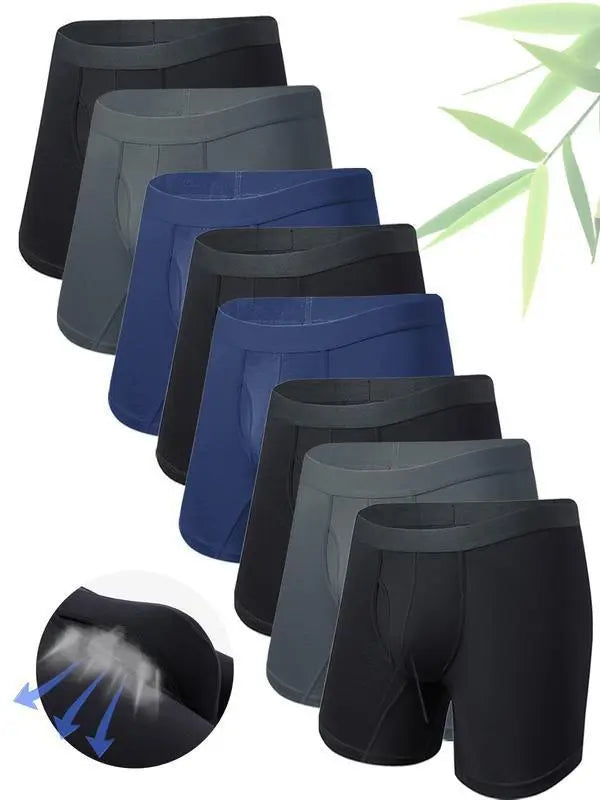 Men's Pure Color Bamboo Fiber Boxing Underwear Breathable null