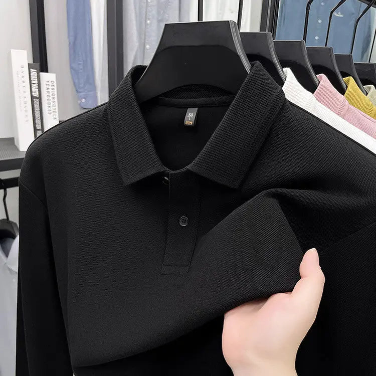 Mercerized Cotton Long-sleeved Polo Shirt Men's Spring And Autumn Casual Clothing. null