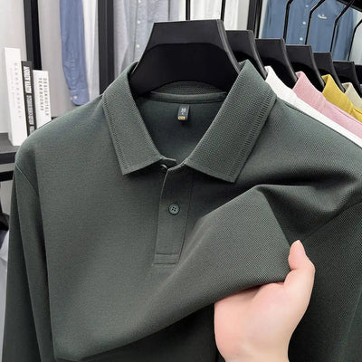 Mercerized Cotton Long-sleeved Polo Shirt Men's Spring And Autumn Casual Clothing. null