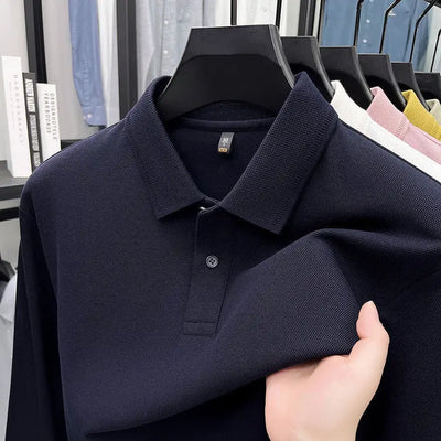 Mercerized Cotton Long-sleeved Polo Shirt Men's Spring And Autumn Casual Clothing. null