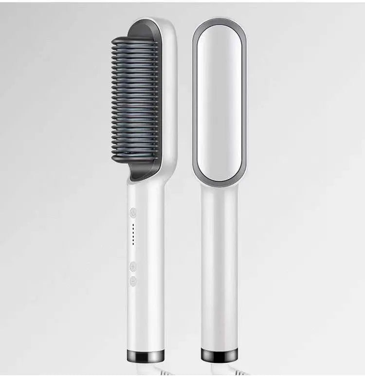 New 2 In 1 Hair Straightener Hot Comb Negative Ion Curling Tong Dual-purpose Electric Hair Brush null