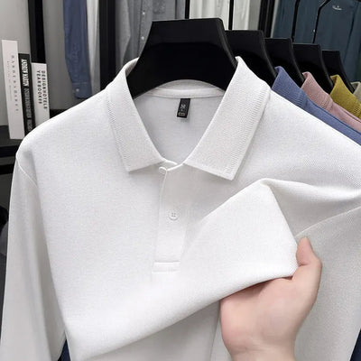 Mercerized Cotton Long-sleeved Polo Shirt Men's Spring And Autumn Casual Clothing. null
