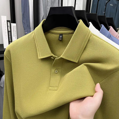 Mercerized Cotton Long-sleeved Polo Shirt Men's Spring And Autumn Casual Clothing. null