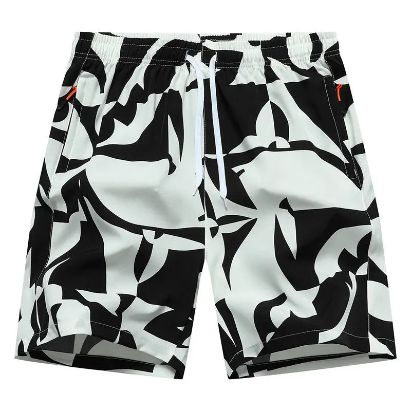 Casual Loose Pattern Cropped Elastic Waist Breathable Beach Pants null