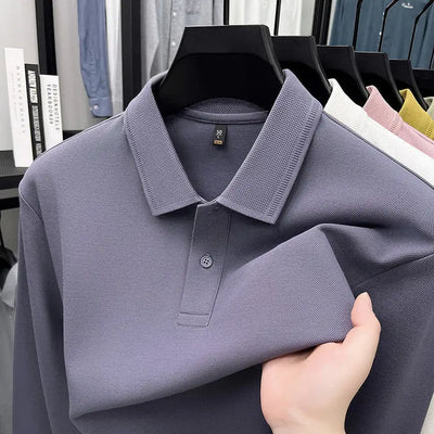 Mercerized Cotton Long-sleeved Polo Shirt Men's Spring And Autumn Casual Clothing. null