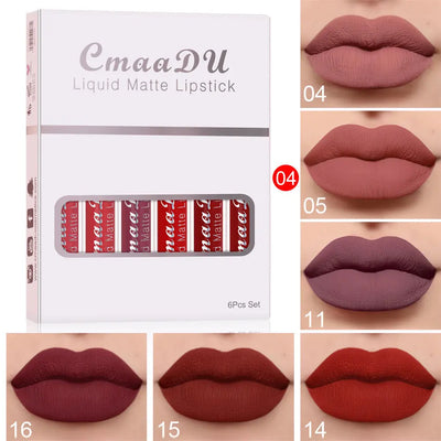 6 Boxes Of Matte Non-stick Cup Waterproof Lipstick Long Lasting Lip Gloss null