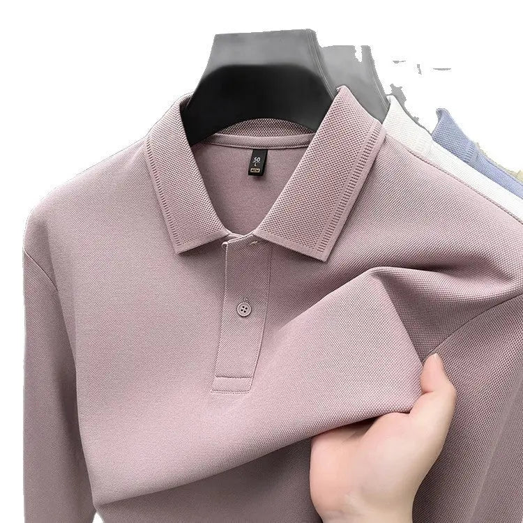 Mercerized Cotton Long-sleeved Polo Shirt Men's Spring And Autumn Casual Clothing. null