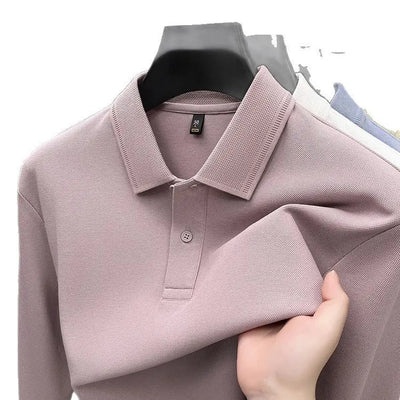 Mercerized Cotton Long-sleeved Polo Shirt Men's Spring And Autumn Casual Clothing. null