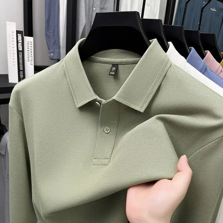 Mercerized Cotton Long-sleeved Polo Shirt Men's Spring And Autumn Casual Clothing. null