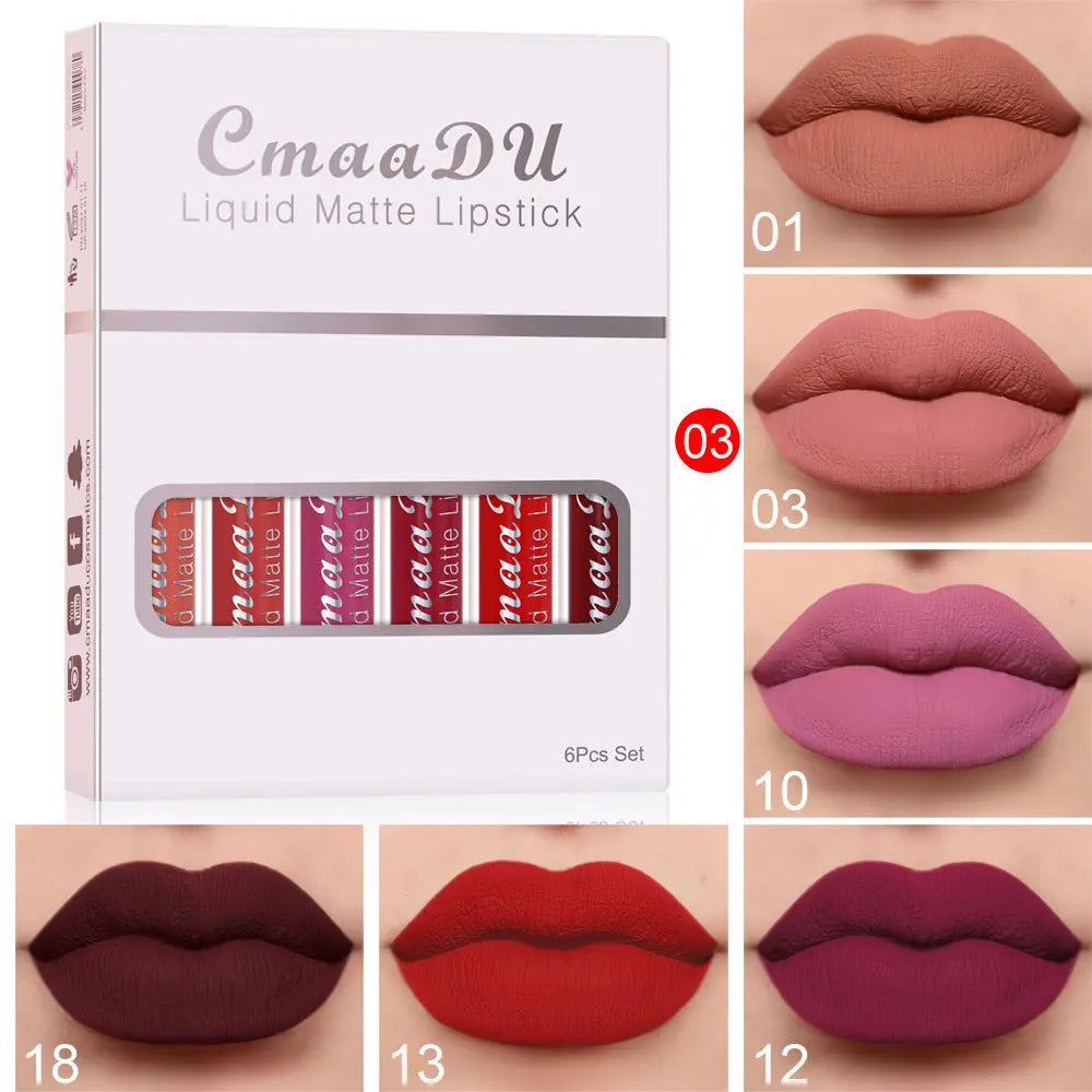 6 Boxes Of Matte Non-stick Cup Waterproof Lipstick Long Lasting Lip Gloss null