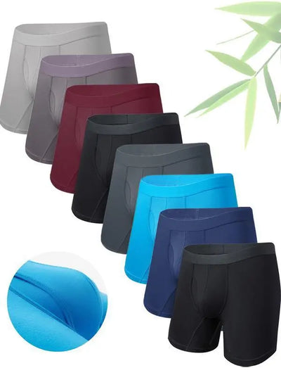 Men's Pure Color Bamboo Fiber Boxing Underwear Breathable null