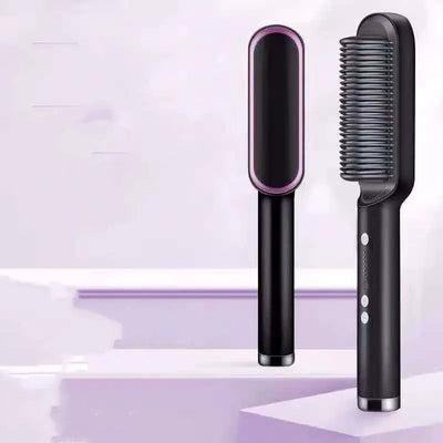 New 2 In 1 Hair Straightener Hot Comb Negative Ion Curling Tong Dual-purpose Electric Hair Brush null