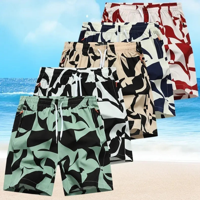 Casual Loose Pattern Cropped Elastic Waist Breathable Beach Pants null