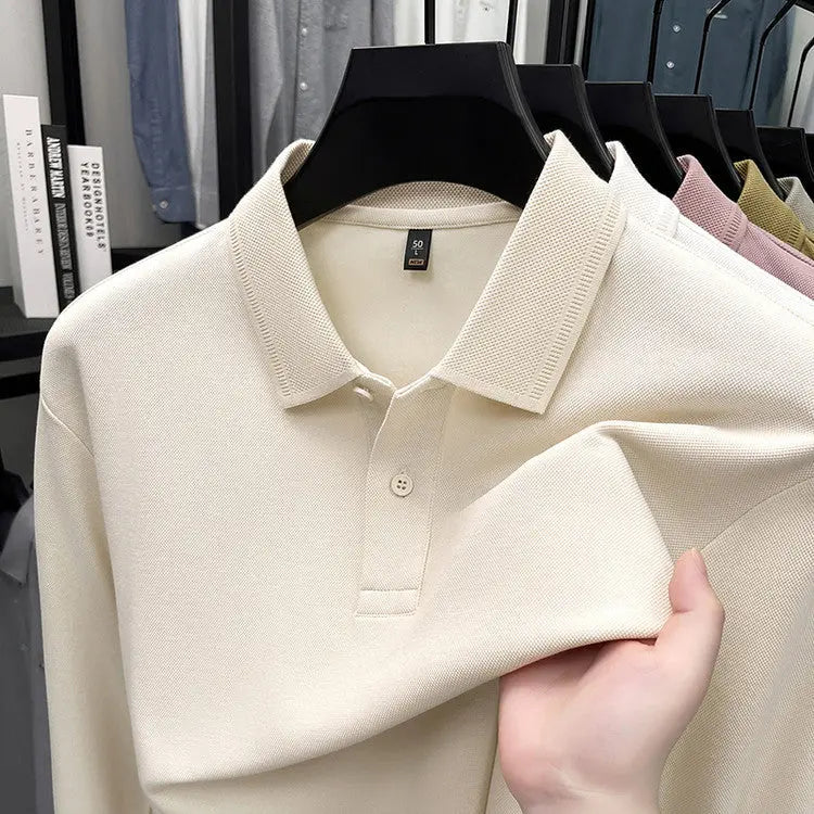 Mercerized Cotton Long-sleeved Polo Shirt Men's Spring And Autumn Casual Clothing. null