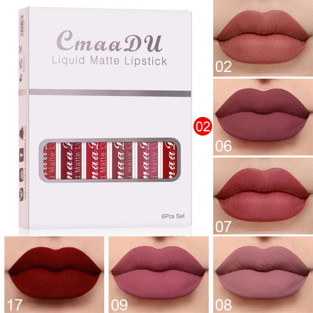 6 Boxes Of Matte Non-stick Cup Waterproof Lipstick Long Lasting Lip Gloss null