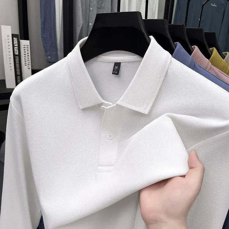 Mercerized Cotton Long-sleeved Polo Shirt Men's Spring And Autumn Casual Clothing. null