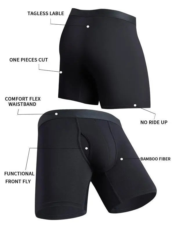 Men's Pure Color Bamboo Fiber Boxing Underwear Breathable null