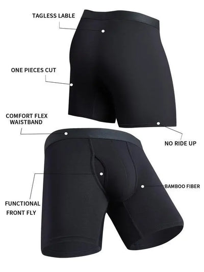 Men's Pure Color Bamboo Fiber Boxing Underwear Breathable null