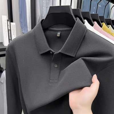 Mercerized Cotton Long-sleeved Polo Shirt Men's Spring And Autumn Casual Clothing. null