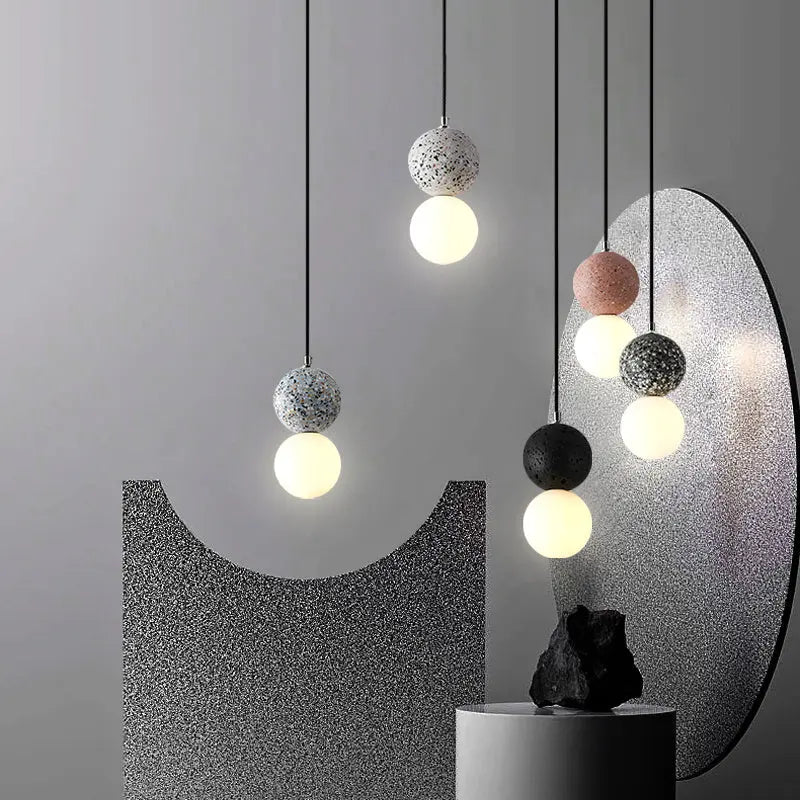 Nordic Ins Modern Cement Terrazzo Small Chandelier Restaurant Bar null