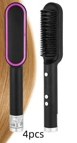 New 2 In 1 Hair Straightener Hot Comb Negative Ion Curling Tong Dual-purpose Electric Hair Brush null