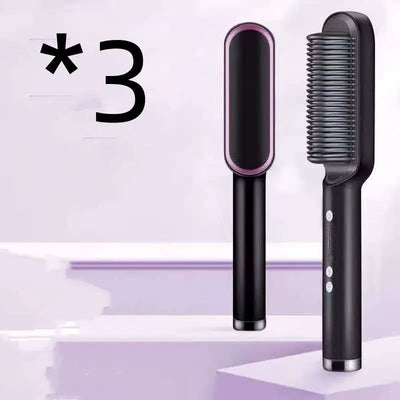 New 2 In 1 Hair Straightener Hot Comb Negative Ion Curling Tong Dual-purpose Electric Hair Brush null