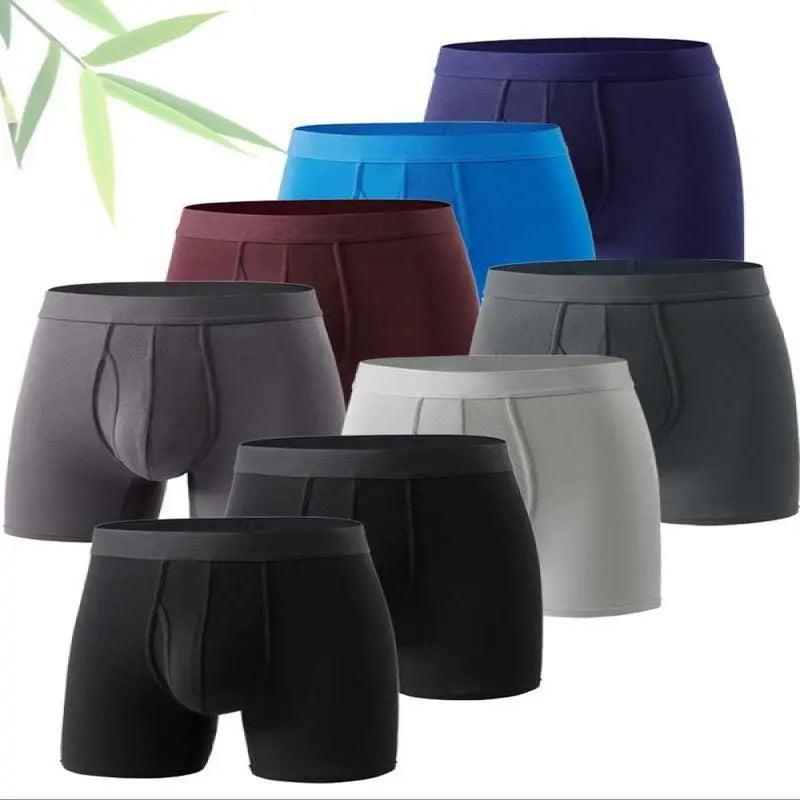 Men's Pure Color Bamboo Fiber Boxing Underwear Breathable null