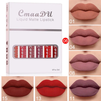 6 Boxes Of Matte Non-stick Cup Waterproof Lipstick Long Lasting Lip Gloss null