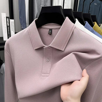 Mercerized Cotton Long-sleeved Polo Shirt Men's Spring And Autumn Casual Clothing. null