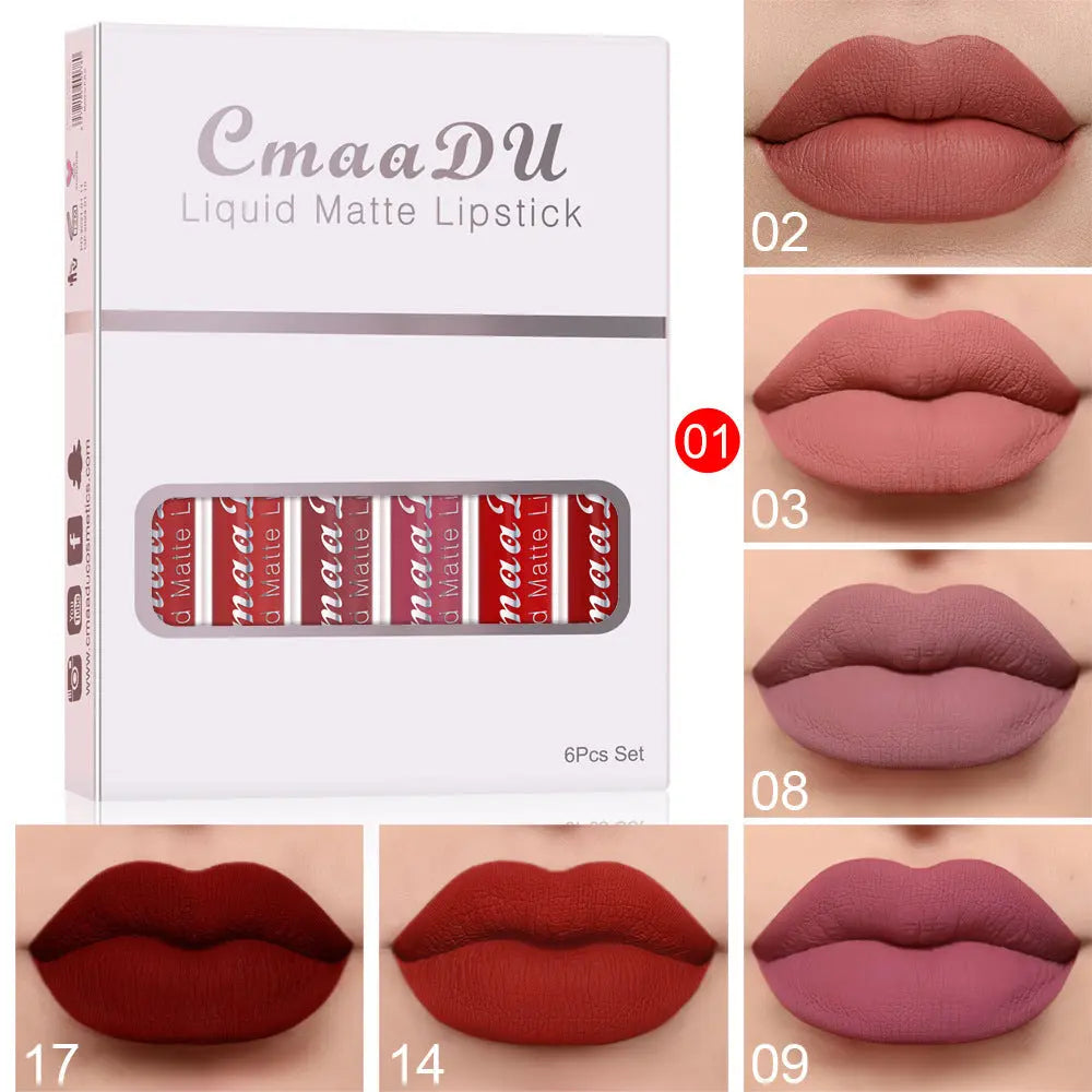 6 Boxes Of Matte Non-stick Cup Waterproof Lipstick Long Lasting Lip Gloss null