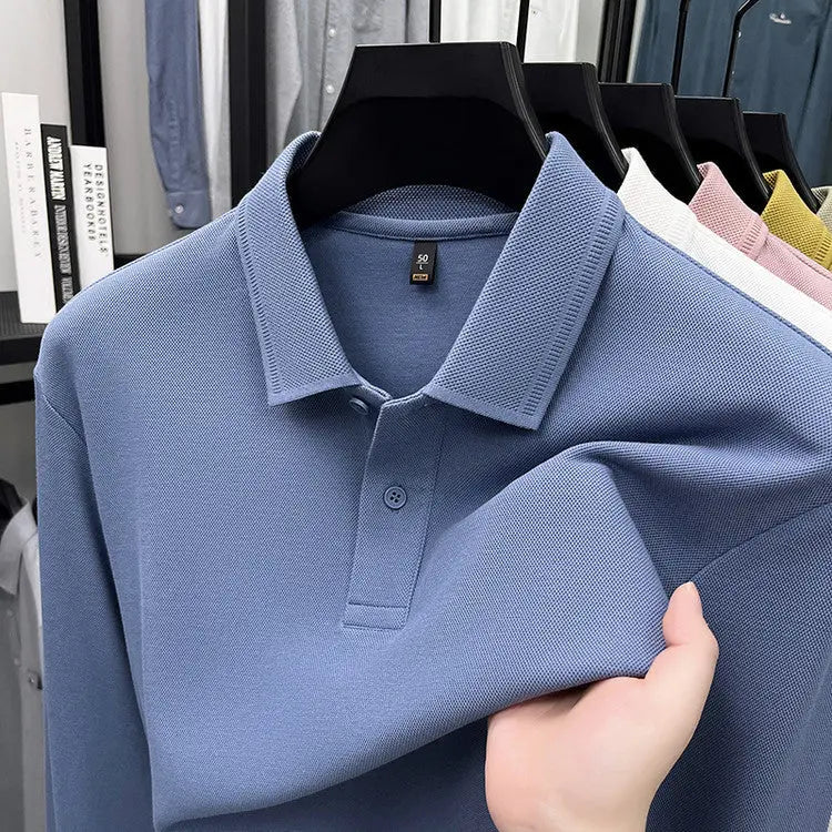 Mercerized Cotton Long-sleeved Polo Shirt Men's Spring And Autumn Casual Clothing. null